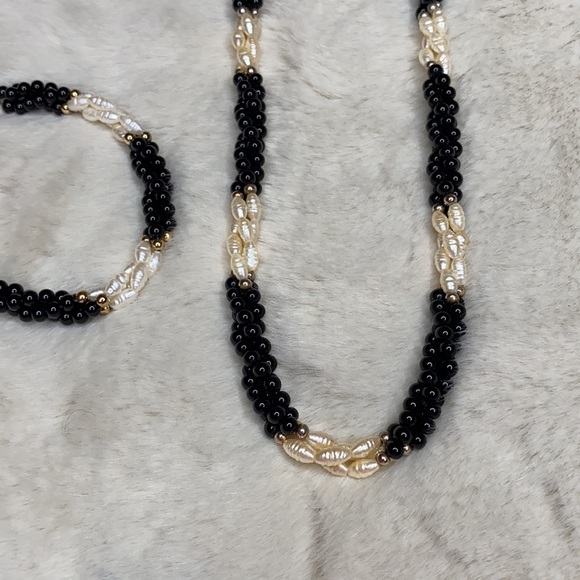 Seed Pearl Three Strand Necklace, Bracelet, Earring Set - Picture 5 of 6